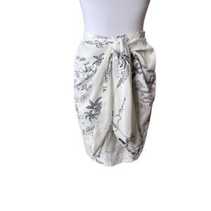 Current Air Beachy White Tie Front Skirt Coverup Island‎ Tropical Hawaiian SMALL
